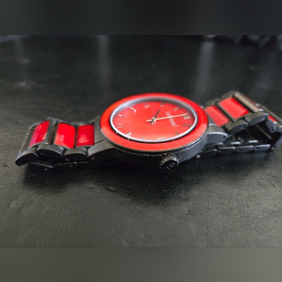 TruWood Architect Stainless Steel Sandalwood Men's Red and Black Watch - Picture 4 of 8